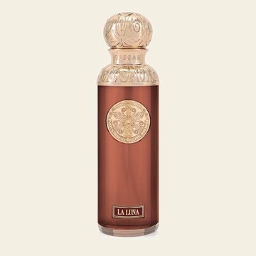 Flacon de parfum La Luna Valley par Gissah sur fond ivoire