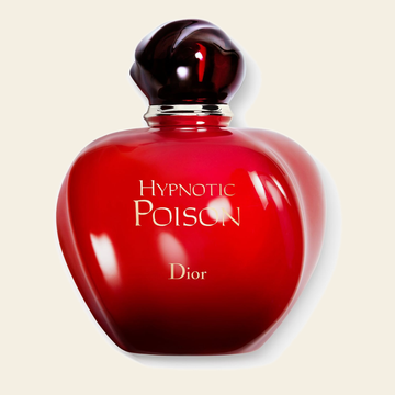 Flacon de parfum Hypnotic Poison par Dior sur fond ivoire